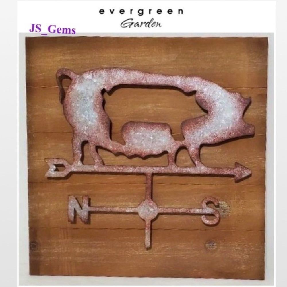 New Weathervane Brown & Silver Pig Home Décor